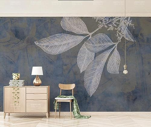 Fototapete 3D Effekt Marineblaue Linie Blätter Tapeten 3D Effekt Vliestapete Wohnzimmer Schlafzimmer Wandbilder Wanddeko