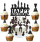 25 Piezas Decoracion Tartas Cumpleaños Ajedrez Topper Tarta Cumpleaños Ajedrez Adorno de Tartas, Chess Decoración Cumpleaños para Niños Hombre Fiesta de Cumpleaños Decoración de Tarta