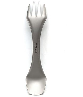RISON-Titanium Couverts de Camping en Titane 3 en 1, Fourchette Cuillère Couteau Ultra-légère Portable, Multifonctionnel Ustensiles Vaisselle de Camping pour Voyage Randonnée Pique-nique