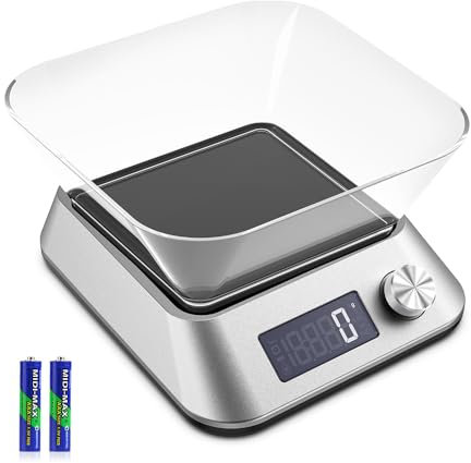 EnjoyNest Digital Kitchen Scales, Electronic Kitchen Scale with Bowl and LCD Display, Food Weighing Scales with Tare Function for Cooking, Knob Switch Design, Accurate to 1g (5kg maximum weight)