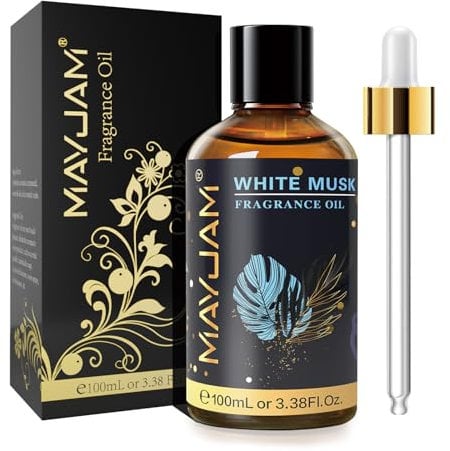 MAYJAM Fragrance Oil, 100ML White Musk Aromatherapy Oil, with Glass Dropper, Diffuser Oil for Making Candle, Soap, Bath Bombs