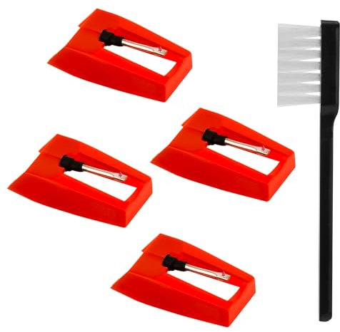 4 Unidades Agujas para Tocadiscos, Lápiz Giratorio Repuesto Aguja de Diamante con Cepillo Limpiador Kit para Victrola ION Crosley Fonógrafo LP Tocadiscos de Vinilo
