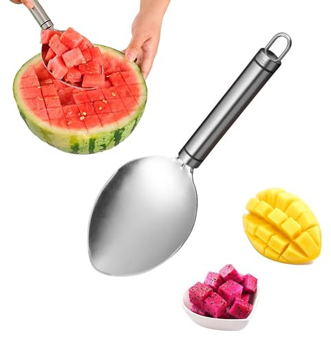 TINGWEN Coupe-mangue, coupe-pastèque, en acier inoxydable 304, facile à éplucher, à dénoyauter et à couper en dés pour couper la mangue, la pastèque, les fruits du dragon, les fruits