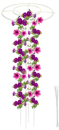 PATIKIL Gartenlaube für Kletterpflanzen im Freien, 180 cm vertikaler Metall-Sonnenschirm-Pflanzengitter-Turmrahmen für Ranken Gemüse Obst Blumensupport Indoor, Weiß