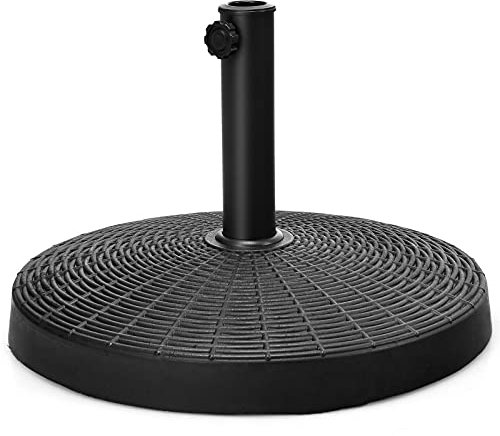RELAX4LIFE Sonnenschirmständer, Ø52cm Schirmständer für Ø38/48 mm Schirmstange, Balkonschirmständer 22,5/23 kg Rund, Sonnenschirmfuß aus Harz mit Rattanoptik, Schwarz (Ohne Rollen)