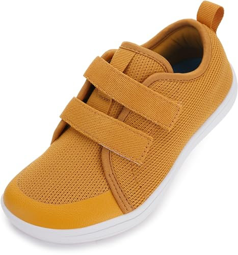 WHITIN Barfußschuhe Kinder Barfussschuhe Jungen Mädchen Breite Weit Barfuß Barfuss Schuhe Barefoot Shoes Sneaker Atmungsaktiv Bequem Laufschuhe Weich Gelb 35 EU