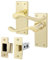 EAI Polished Brass Victorian Scroll Door Handle Latch Set | 1 Pair of Brass Internal Lever Handles on Backplate & Latch (66mm)