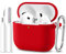 Maledan Cover Compatibile con AirPods 4 2024 Custodia, Case Protettiva Antiurto in Silicone Morbido per Apple AirPods 4 Generazione Custodia con Kit di Pulizia e Moschettone [LED visibile], Rosso
