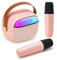 Funsland Karaoke Maschine Kinder mit 2 Mikrofon - Karaoke Mikrofon Kinder mit LED & Stimmeffekten, Geburtstag/Weihnachten Geschenk Spielzeug Junge Mädchen 3-18 Jahre (Rosa)