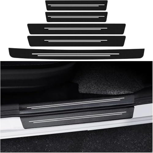 Wjelet 8 Pcs Car Door Sill Protector Strips, Carbon Fiber Threshold Protector Kit, Car Door Sill Film Protection with 1 Pcs Boot Sill Protector