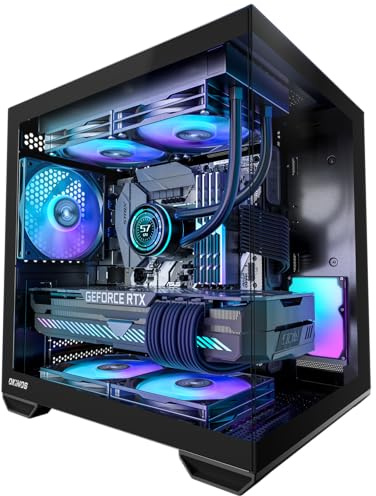 Okinos Mirage 4, MATX, Mini Tower, Pre-Installed 3 x 120mm 3Pin ARGB (Non-PWM) Case Fans, Type-C Port, Panoramic View Tempered Glass Side Panel, Black
