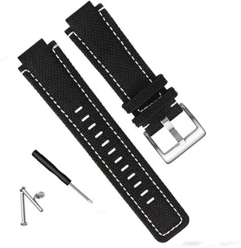 yaponuk Männer Leinwand Armband Geeignet Für Timex Tide Kompass T2N720 T2N721 T2N739 Nylon Uhr Strap Ersatz Zubehör(Black White Silver)