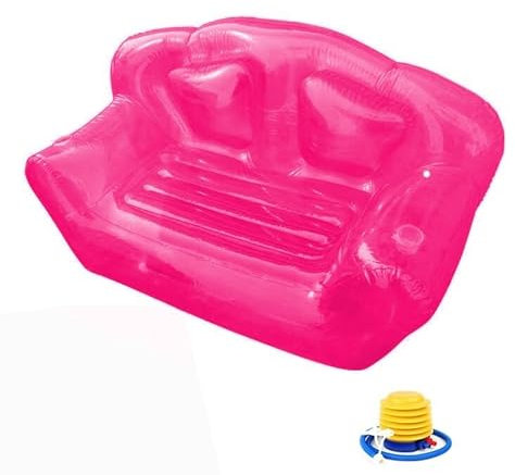 Transparente aufblasbare Couch Stuhl Camping Stuhl for Erwachsene, Double Indoor Outdoor Air Sofa Blow Up Couch for Camping Picknick Strand Reisen(Pink)