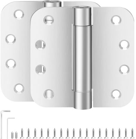 HSMT Self-Closing Door Hinges 4 Inch, Heavy Duty Spring Loaded, Adjustable Tension, Soft Close, 304 Stainless Steel for Interior Exterior Doors, Auto Close Hinges, 2 Pack