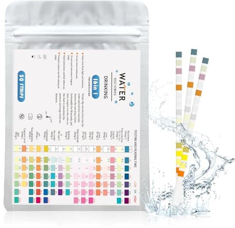 50-Pack 16 IN 1 Drinking Water Test Strips Kit - pH, Hardness, Lead, Chlorine, Iron, Copper, Nitrate & More - Home Water Testing Kit for Safe Drinking Water, Tap & Well Water