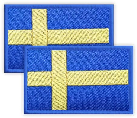 2 Stück Schweden Patch, 5 × 8 CM gestickte Applique Schwedisch Patches mit Haken zurück Tag für Tuch Tasche Hosen Rucksack Cap Baseballkappe Patch Sweden