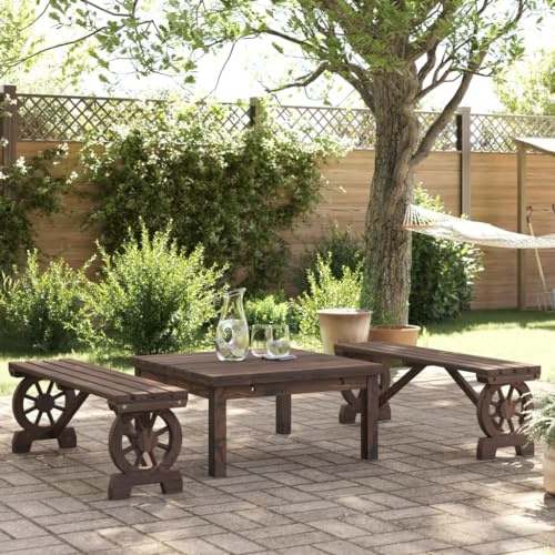 Mandloder Gartenbänke Massivholz Tanne 2er Set, Robuste Outdoor Gartenmöbel für Garten Terrasse Balkon, Wetterfeste Sitzbank Stühle mit Armlehnen, 115cm Breit, bis 110kg Traglast pro Sitz.