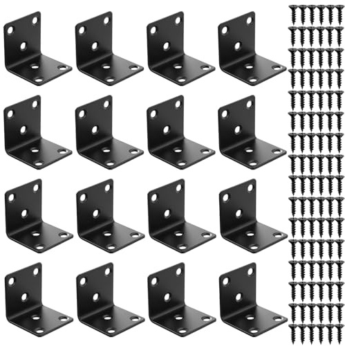 HonQiShiMY Supporti ad Angolo, Set di 16 Pezzi 40x40x40mm Supporti Angolari Pesanti, Connettori per Legno, Angoli in Metallo a 90 Gradi, Morsetti a L per Fissare e Riparare Mobili, Tavoli, Sedie