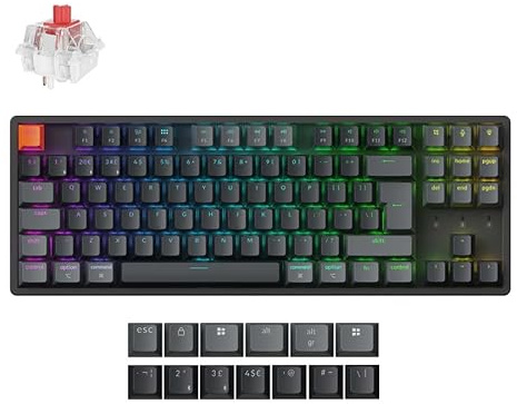 Keychron K8 (Version 2) - Tastiera Meccanica Wireless QMK/VIA, TKL 80%, RGB, Hot-Swappable, Switch Red, Compatibile con Windows, Mac e Linux, Keycaps ABS, Layout Italiano ISO