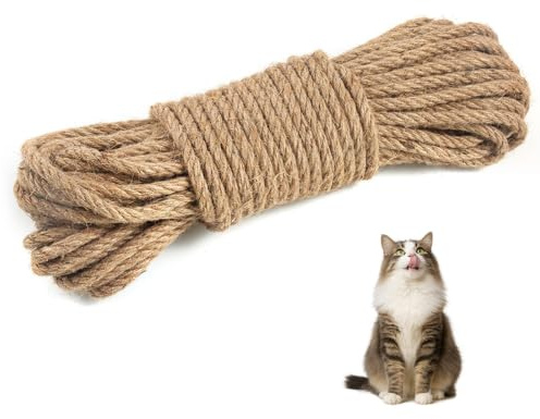 30M Sisal Rope for Cat Scratcher, 6MM Rope for Scratching Post | Cat Scratcher Tree Repairing | String for Post Tree Replacement | Gardening Bundling | Craft Decoration