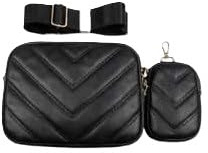 Rungassi Damen Umhängetasche mit Münzbeutel Crossbody Bag modische City Tasche blau weiß pink rosa schwarz grau grün gelb (Schwarz - 605)