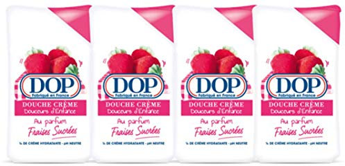 Dop Douceurs d'Enfance, Gel douche, Crème au Parfum Fraises Sucrées, 250ml, lot de 4