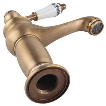 Grifo Mezclador Vintage Floral Baño Lavabo Agua Caliente Fría Grifo de Bronce Decoración Hogar Sólida Manija