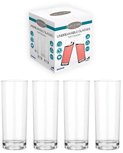 Lay-Z-Spa BWA0009 Lot de 4 gobelets de qualité supérieure, pratiquement incassables, réutilisables et passent au lave-vaisselle, parfaits pour jacuzzi, piscine, camping et pique-nique, 340 ml,