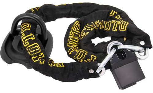 FD-MOTO 3.9KG Steel 1.8M*10mm Chain Lock Padlock + Ground Wall Anchor Heavy Duty for motorbike motorcycle scooter bike bicycle ATV