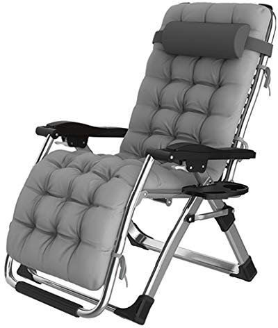 Chaise Longue Pliante | Fauteuil Relax | Jardin inclinable Bains de Soleil | Fauteuils d'extérieur de Jardin avec Porte-gobelets| pour Patio Conservatoire Camping Plage - Gris