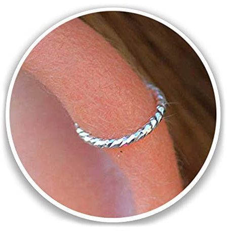 Silver Hoop Helix Piercing Jewelry - Thin Tiny 20 Gauge 8mm Cartilage Earrings for Women - Handmade 925 Sterling Silver Dainty Cartilage Earring Hoop Ring - Gift Ready