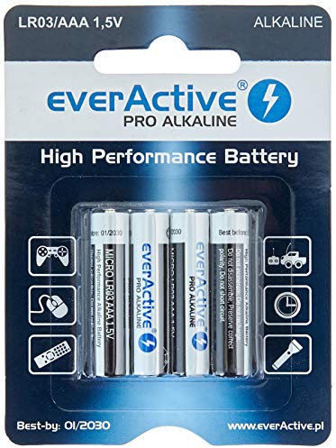 everActive AAA Batterien 48er Pack, Pro Alkaline, Micro LR03 R03 1.5V, höchster Leistung, 10 Jahre Haltbarkeit, 48 Stück – im Blister verpackt