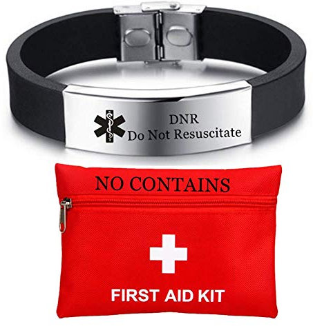 ForeverWill Kostenlose Benutzerdefinierte Gravur Frauen Männer Edelstahl Silikon Medical Alert ID Armband Med Identifikation Armband Notfall Gesundheitserinnerung um Leben mit Aid Bag Zu Retten