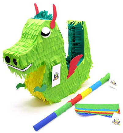 Nislai® Drachen Dino Pinata Set | Ideal für die Party | Geschenk | Geburtstag | Inkl. Augenmaske & Stock