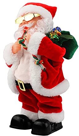 Gfilay Elektrischer Weihnachtsmann-Spielzeug mit schüttelndem Bauch und Füßen – singend und tanzend, die perfekte Weihnachtspuppe