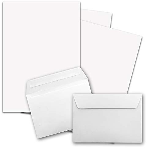 25x Briefpapier-Sets DIN A4 mit C6 Briefumschlägen, Haftklebung - Weiß - mattes Schreibpapier mit Kuverts - FarbenFroh by GUSTAV NEUSER