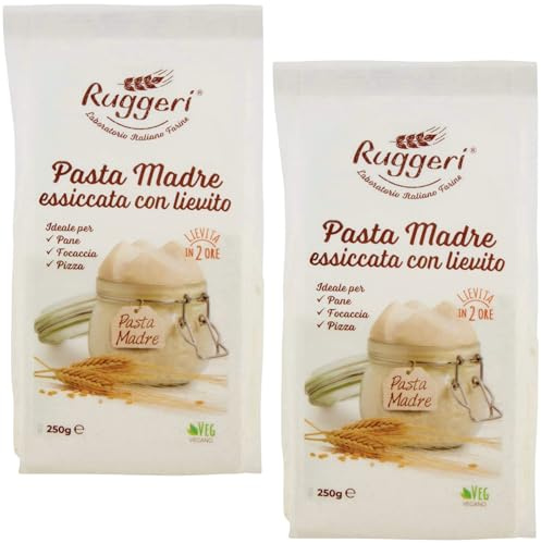 Ruggeri italienische Lievito Madre Mutterteig Hefe getrocknet aktive Mutterhefe 2X250g zum Backen für Brot Pizza und Kuchen (2x 250gr)