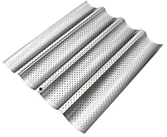 LaoZan Baguette-Backblech Baguette Blech Baguette Backform Baguetteblech Antihaftbeschichtung Baguettes (Silber#1,38 * 33 * 2.4cm)