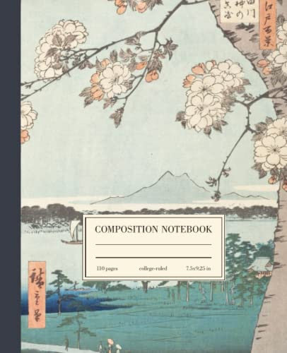 Composition Notebook College Ruled: Japanese Nature Landscape Vintage Illustration | Cute Aesthetic Journal For School, College, Office, Work | Wide Lined