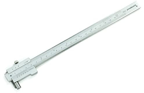 PIMALDAUM® Markierungslehre 0-200 mm, Streichmaß, Nonius 0,05 mm, gem. DIN 862 in Edelstahl mit integrierter Nadel zum Anzeichnen und Anreißen von Markierungen und Hilfslinien