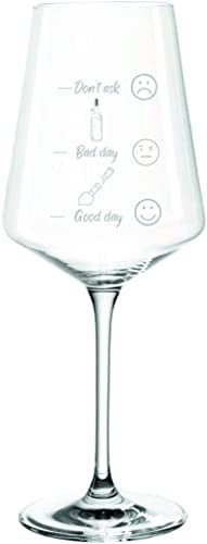EKM Living Leonardo Puccini - Copa de vino (560 ml, con grabado, buen día/mal día, vino tinto y blanco), regalo de cumpleaños para mujeres, hombres, novia y novio (Bad day/Good day)