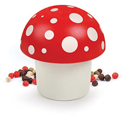 Genuine Fred 5297987 Merry Mushroom Herb Grinder, Ceramic, Red/White