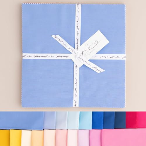 Love Sew 1-01-018 Solids Sonnige Tage Nähstoff, Baumwolle, Blau, Rot, Gelb und Rosa, 42 stück
