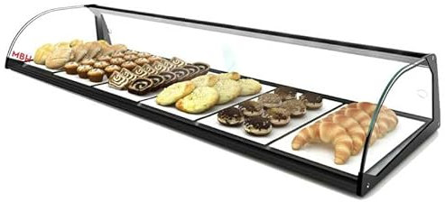 MBH - Vitrine à poser professionnelle neutre 84 cm sans LED pour restaurant, pâtisserie et boulangerie. Présentoir neutre vitrée incurvé comptoir pour pâtisseries et viennoiseries.