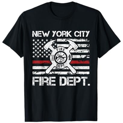 New York City NYC Fire Department Thin Red Line Feuerwehrmann T-Shirt