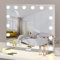 ADDCOLOR Hollywood Vanity Mirror with Lights, Hollywood Mirror with USB Charging Port and Aluminium Alloy Phone Holder, 14 LED Bulbs and 3 Adjustable Lighting Modes Mirror with Lights (60x18x52.3 cm)