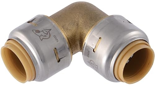 SharkBite Max 1/2 x 1/2 in PTC 90-Degree Elbow, Push-to-Connect Brass Plumbing Fitting, UR248A