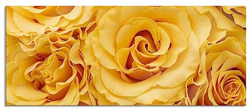 Pixxprint Glasbild Panorama, Wandbild aus Echtglas, Wunderschöne gelbe Blüten, 120x50 cm, inkl. Aufhängung und Abstandshalter