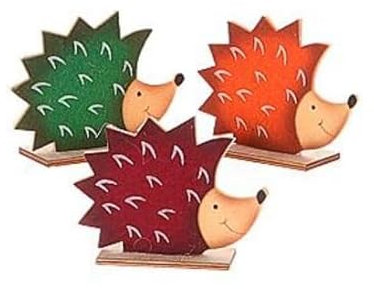 RiloStore 3 STK Igel Holz Aufsteller hb227 grün orange dunkelrot Dekoration Holzigel Tischschmuck Kinder Bastelidee Geburstrag Filz Igel Herbstparty Herbstdeko Streudeko Filzigel Herbst Basteln Deko