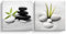 LZIMU Zen Bild auf Leinwand 2 Stück graue Steine grünes Blatt auf dem Sand Leinwand Bild Badezimmer Kunstwerk Wanddekoration Gerahmt (2, 40.00x40.00cms x2)